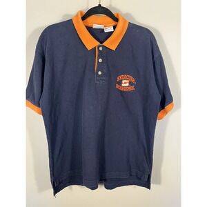 Vintage 90s Pro Edge Syracuse Orangemen Polo Shirt Mens Large Navy Orange (B)